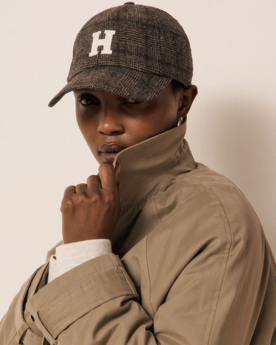 Casquette Femme en Flanelle imprimé Prince de Galles Marron H - Image principale