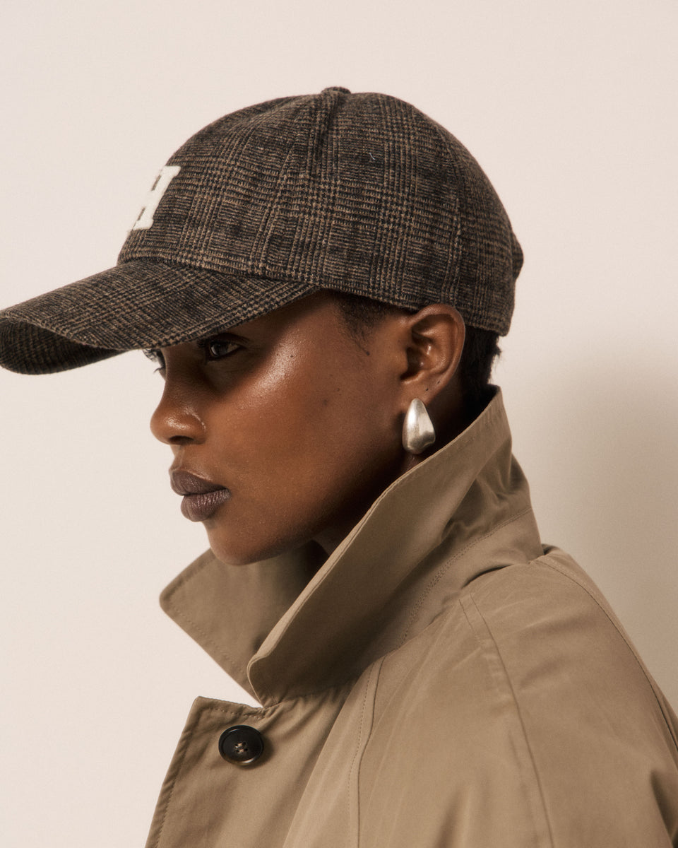 Casquette Femme en Flanelle imprimé Prince de Galles Marron H - Image 3