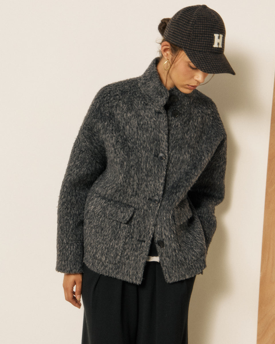 Casquette Femme en Flanelle de laine Pied-de-poule Marron & Noir H - Image 2