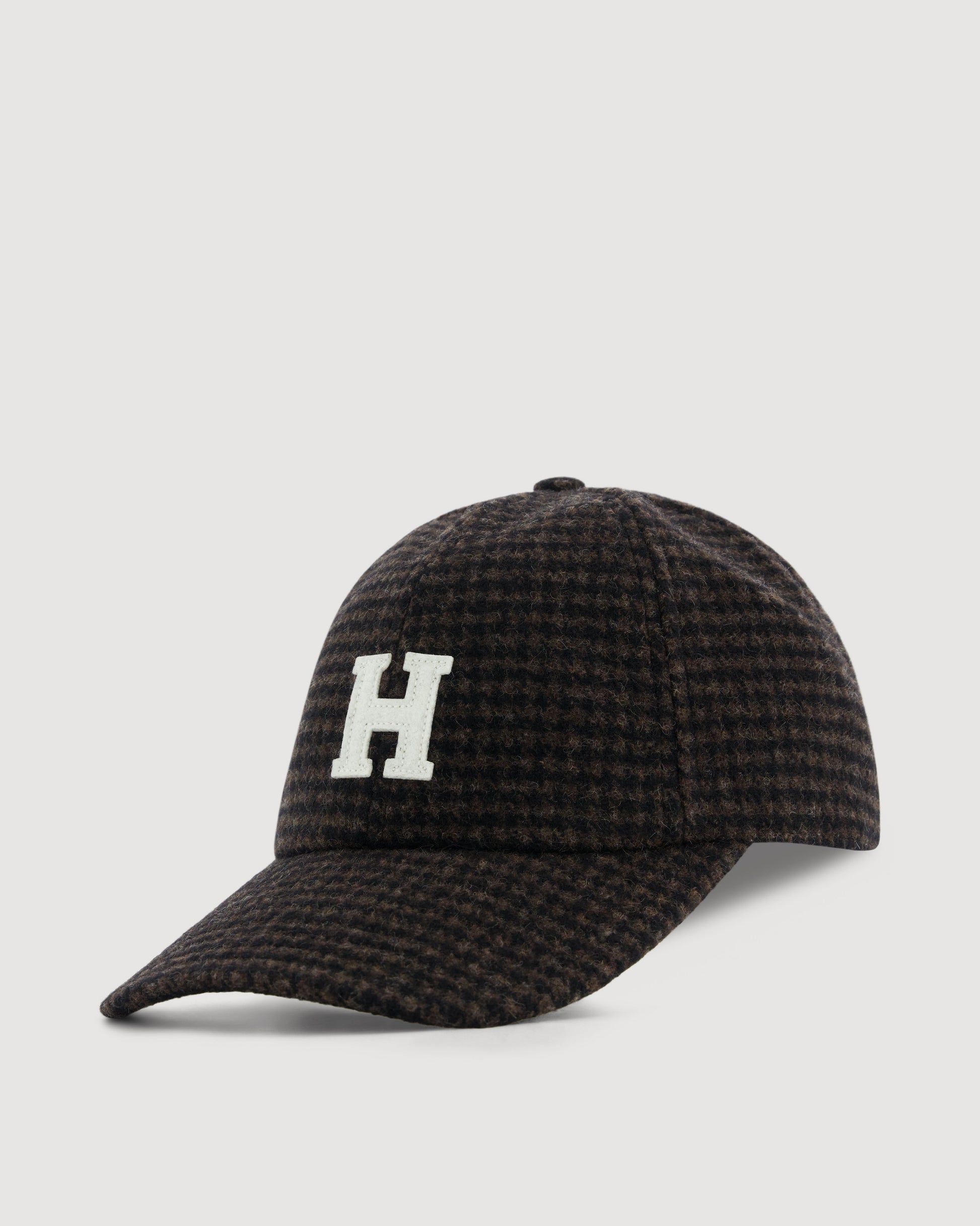 Casquette Femme en Flanelle de laine Pied-de-poule Marron & Noir H