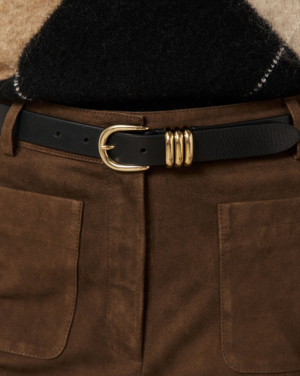 Akima Women's Black Leather Belt - Image 3