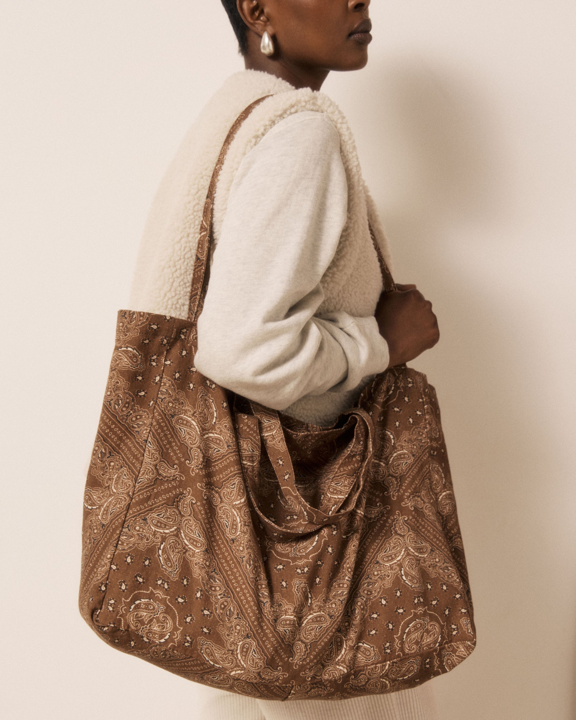 Sac Femme en Coton imprimé Cappuccino Paisley