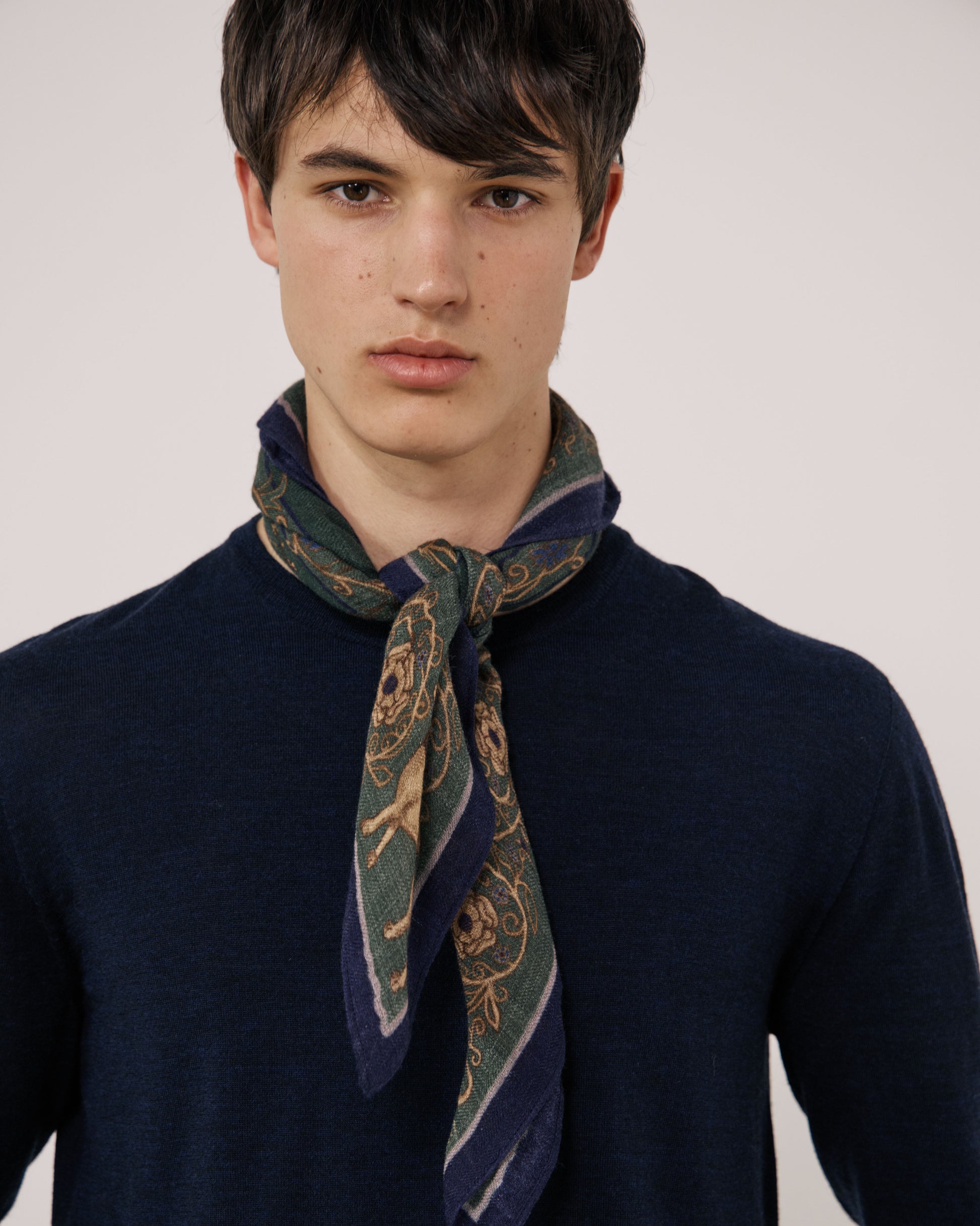 Echarpe Homme en Laine Vert Bandana