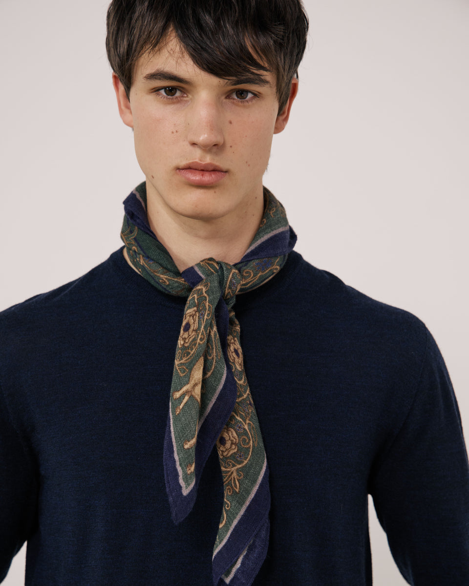 Echarpe Homme en Laine Vert Bandana - Image 2