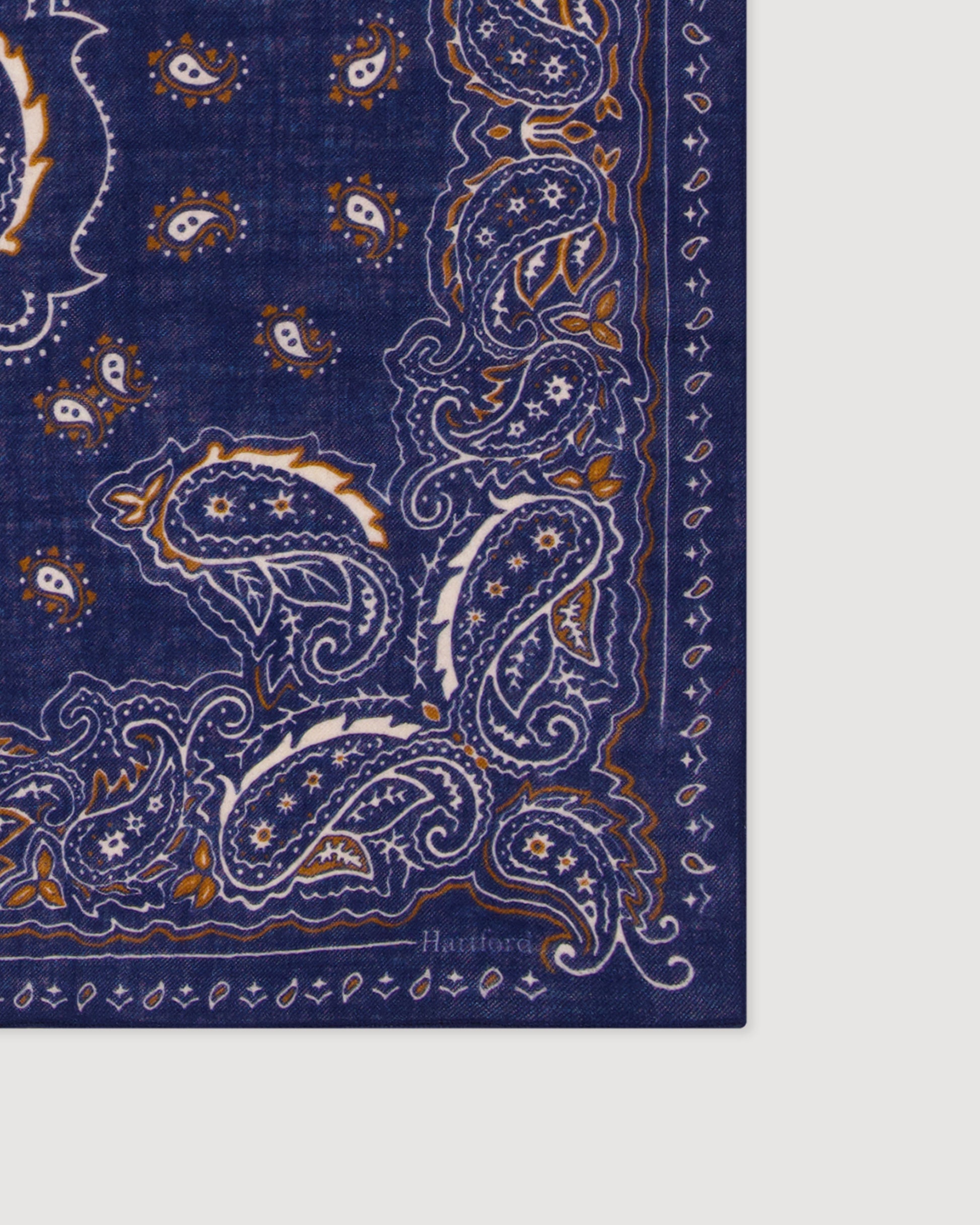 Echarpe Homme en Laine imprimée Paisley Bleu Marine Bandana