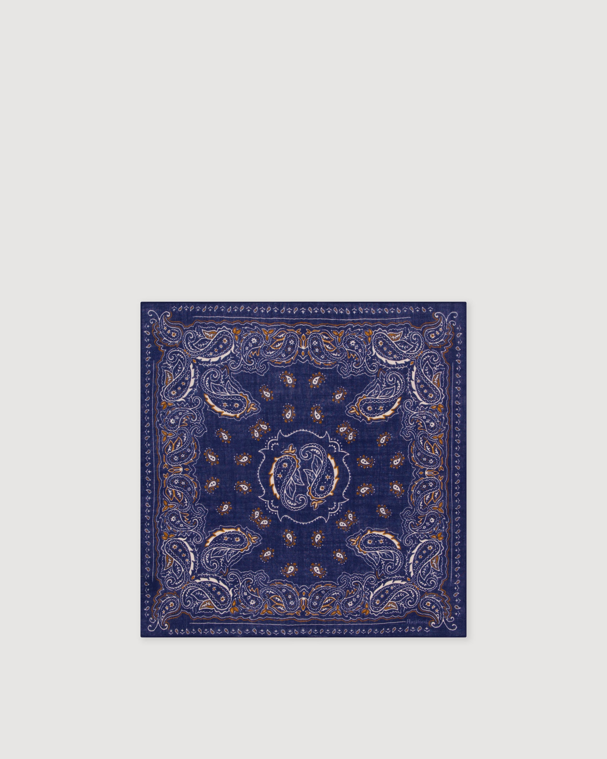 Echarpe Homme en Laine imprimée Paisley Bleu Marine Bandana