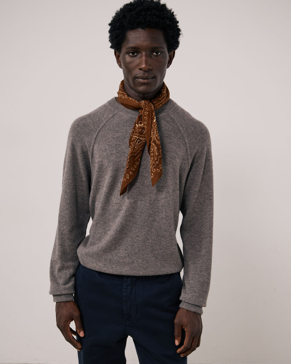 Echarpe Homme en Laine imprimée Paisley Marron Bandana - Image principale