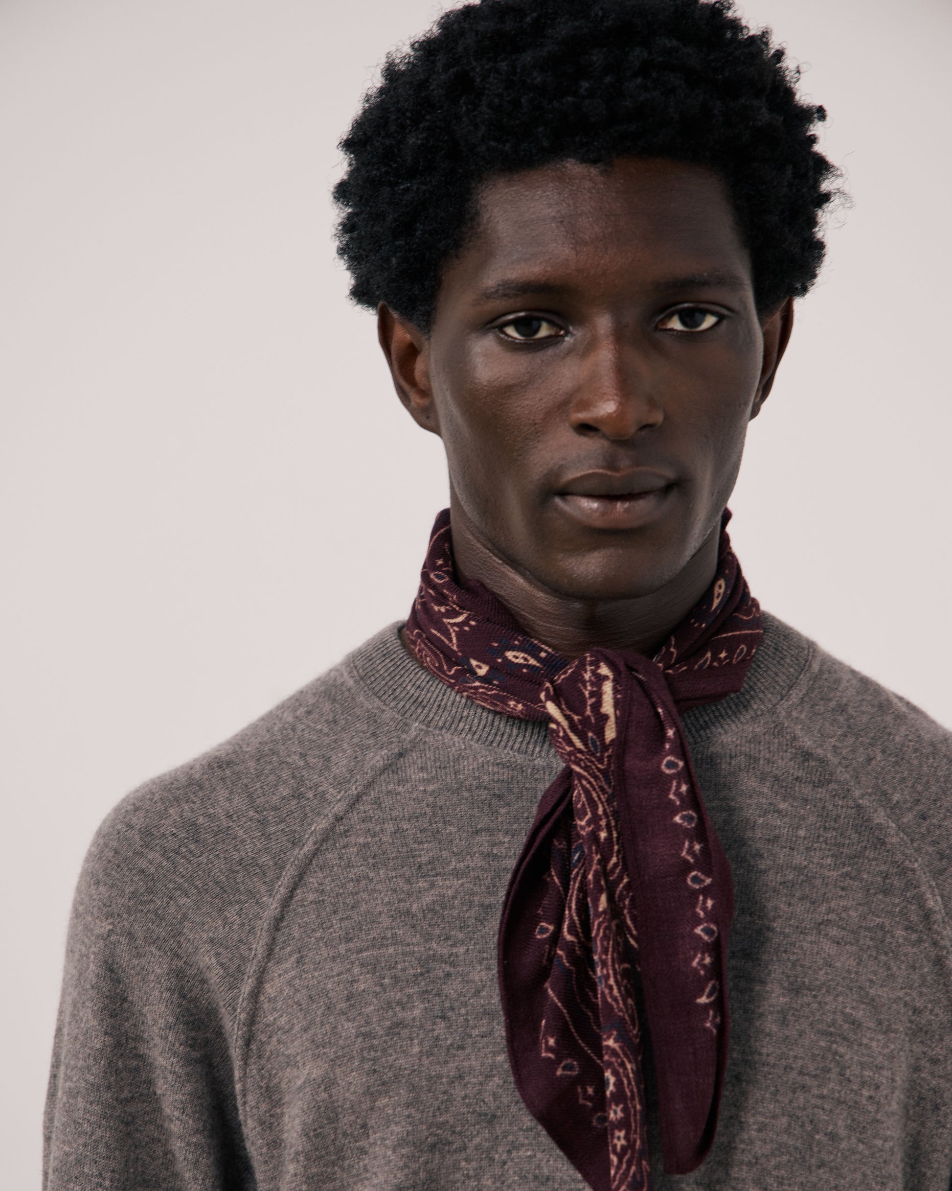 Echarpe Homme en Laine imprimée Paisley Bordeaux Bandana