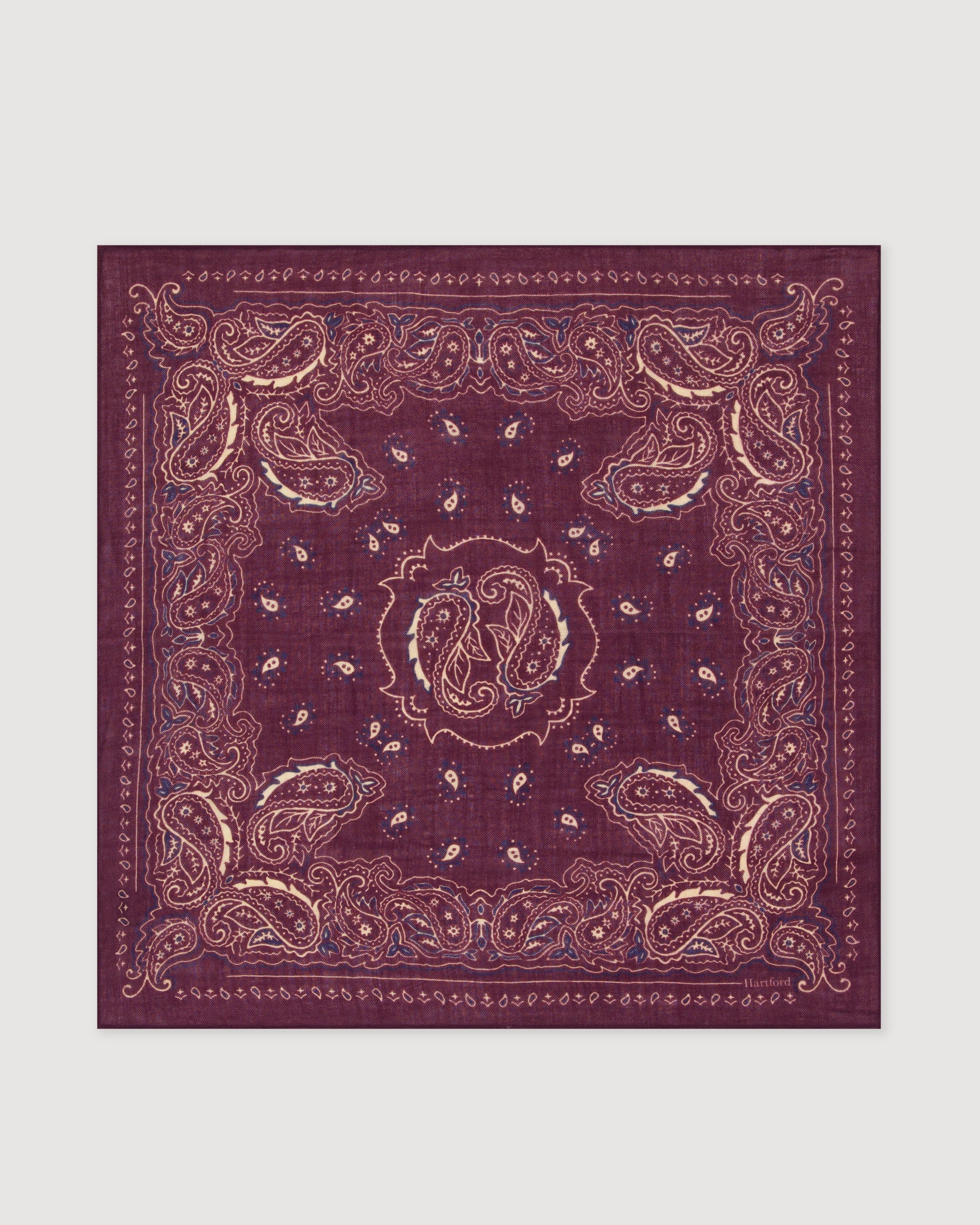 Echarpe Homme en Laine imprimée Paisley Bordeaux Bandana