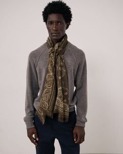 Echarpe Homme en Laine imprimée Paisley Vert Camo Bandana