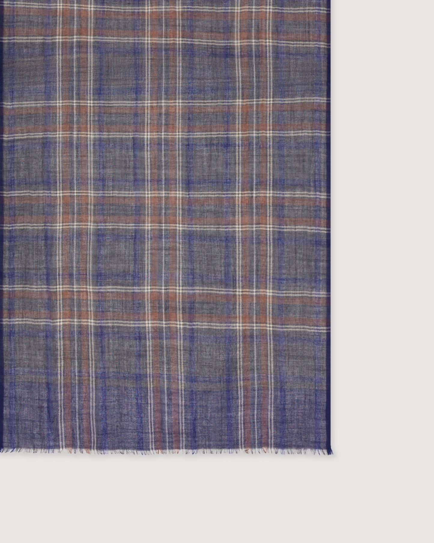 Echarpe Homme en Laine à Carreaux Tartan Bleu & Gris