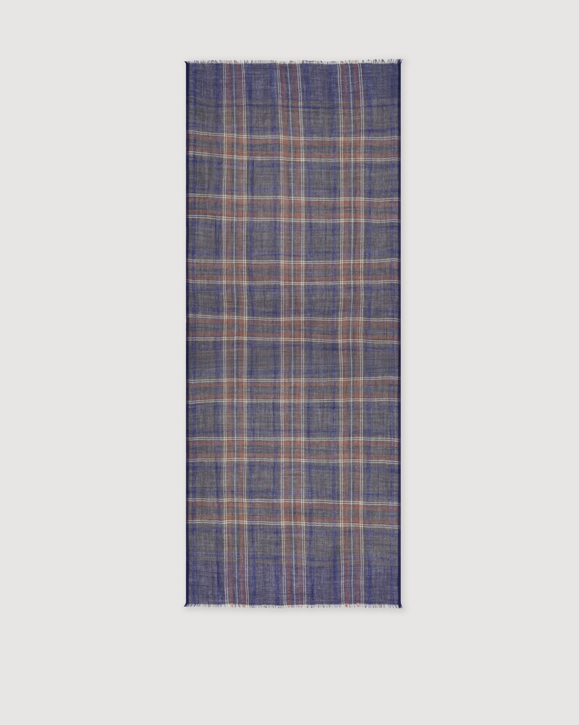 Echarpe Homme en Laine à Carreaux Tartan Bleu & Gris