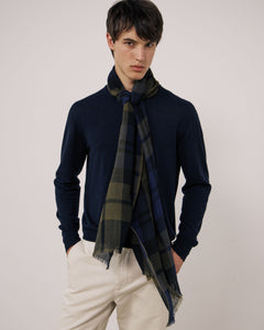 Echarpe Homme en Laine à Carreaux Tartan Bleu & Vert Tartan