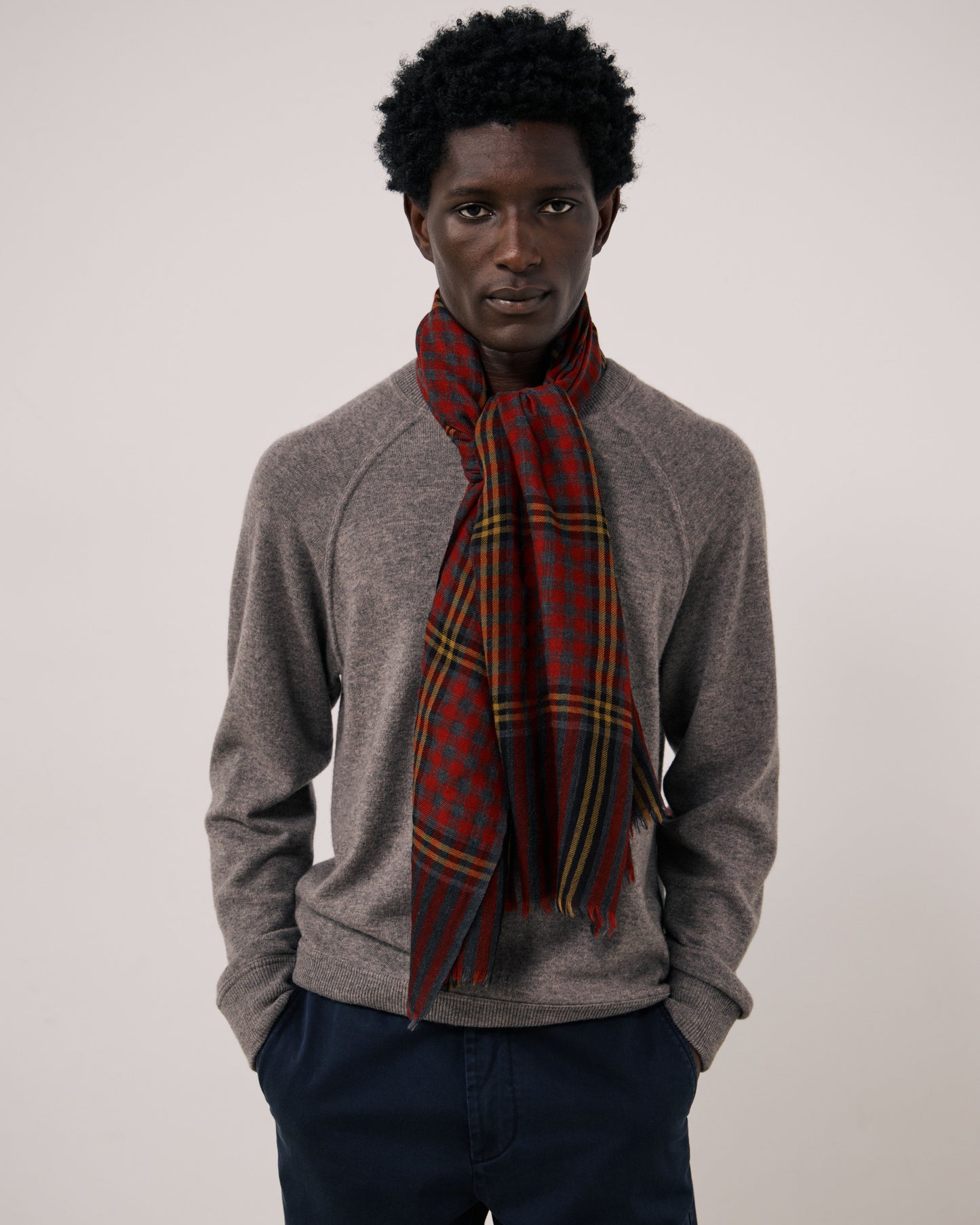 Echarpe Homme en Laine à Carreaux Tartan Rouge Tartan