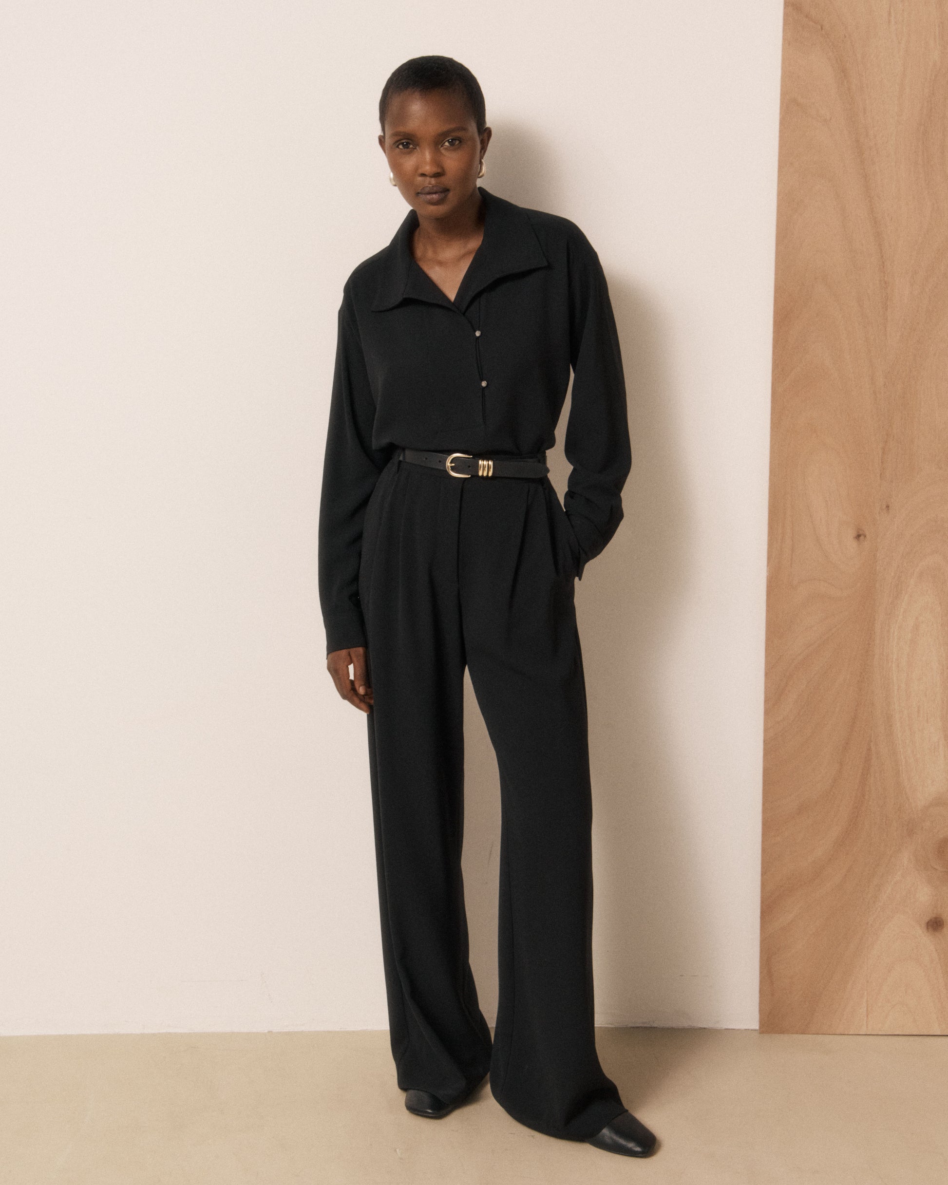 Blouse Femme en Crêpe Noir Camilo