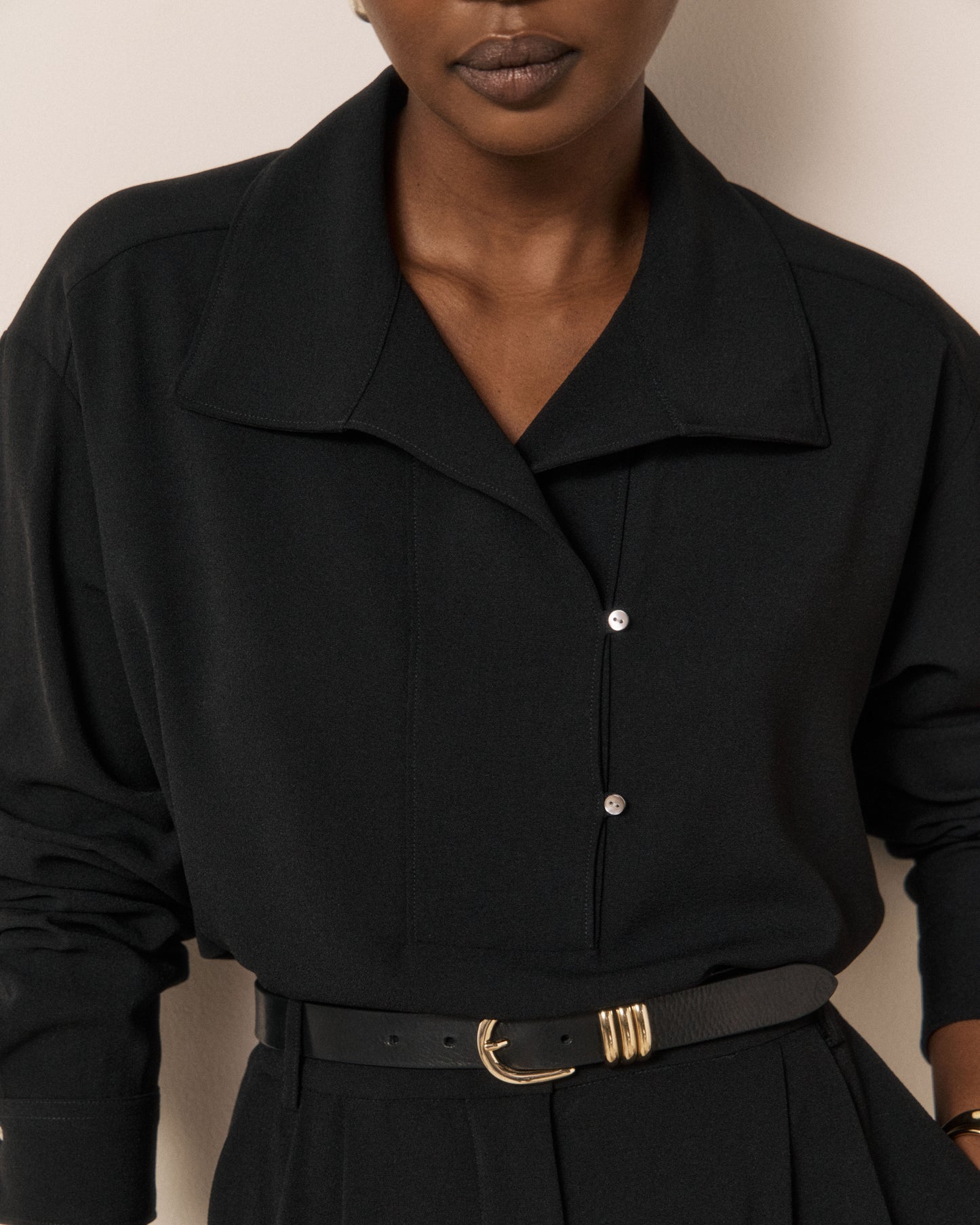 Blouse Femme en Crêpe Noir Camilo