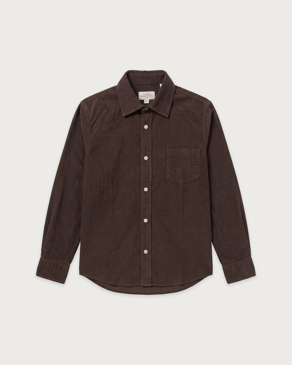 Chemise Garçon en Velours Côtelé Fin Moka Paul - Image principale