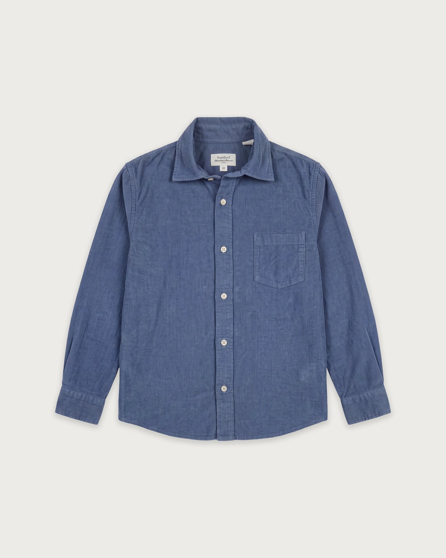 Chemise Garçon en Velours Côtelé Fin Bleu Cobalt Paul