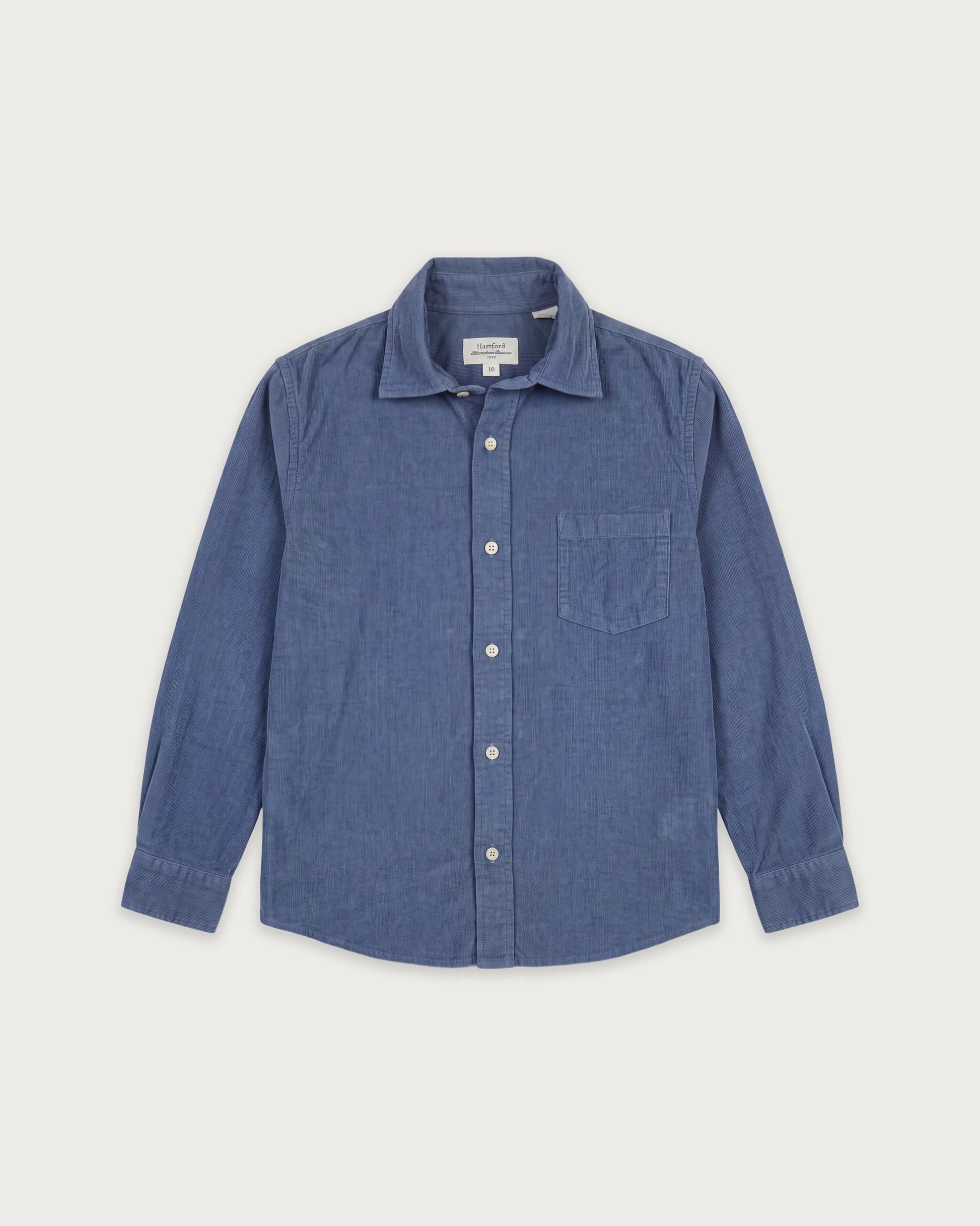 Chemise Garçon en Velours Côtelé Fin Bleu Cobalt Paul