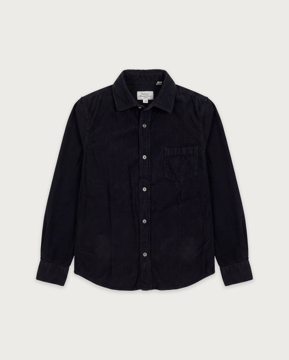 Chemise Garçon en Velours Côtelé Fin Bleu Marine Paul - Image principale