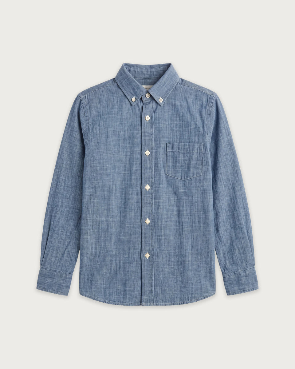Chemise Garçon en Chambray Bleu Indigo Pitt - Image principale