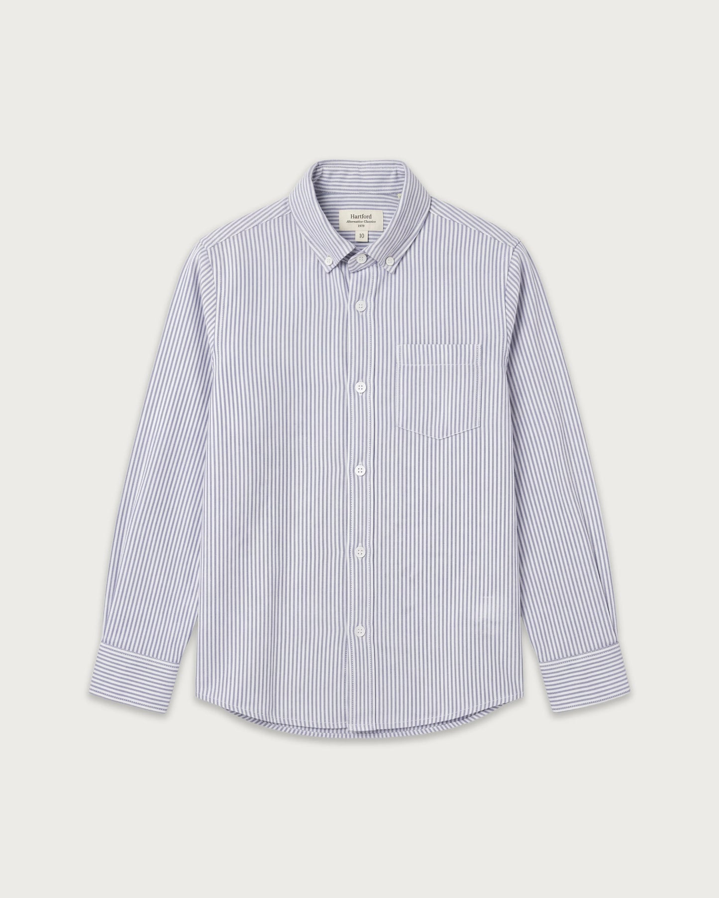 Chemise Garçon en Oxford Brossé à Rayures Bleu Pitt