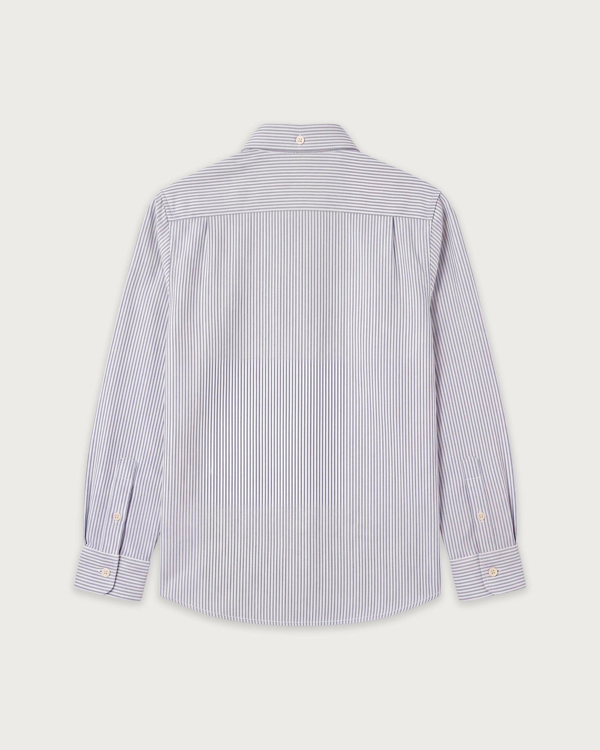 Chemise Garçon en Oxford Brossé à Rayures Bleu Pitt