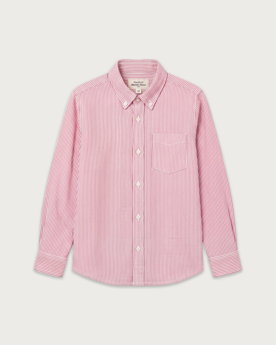 Chemise Garçon en Oxford Brossé à Rayures Rouge Pitt - Image principale