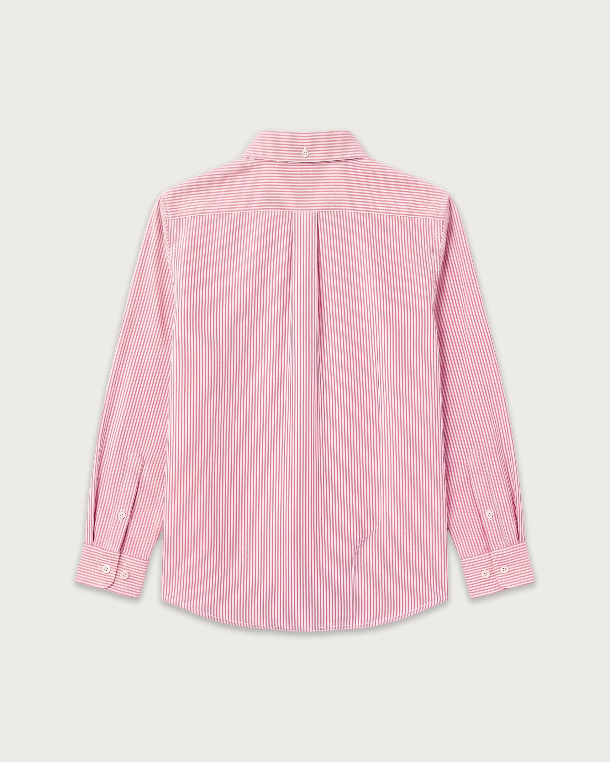 Chemise Garçon en Oxford Brossé à Rayures Rouge Pitt