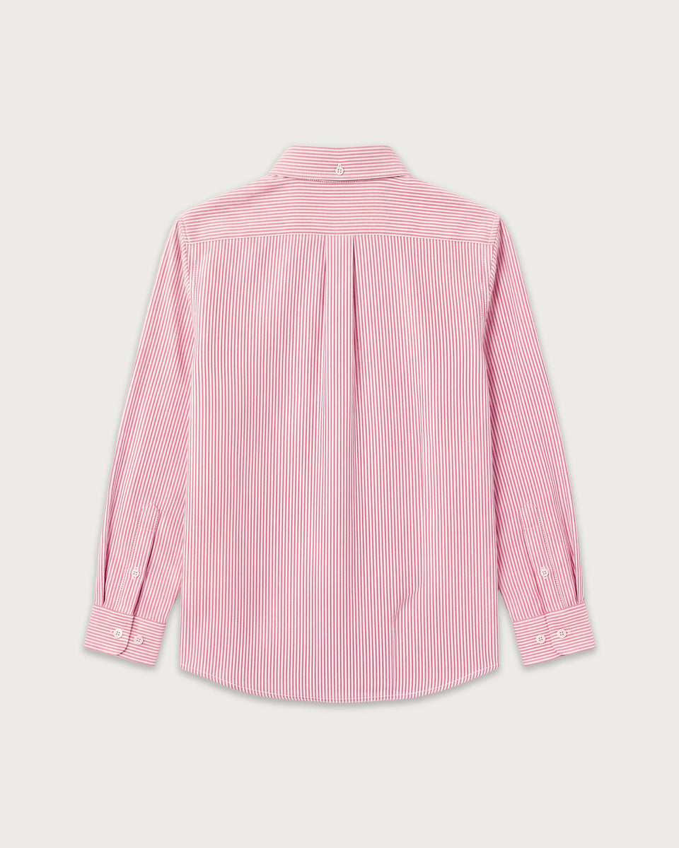 Chemise Garçon en Oxford Brossé à Rayures Rouge Pitt - Image 2