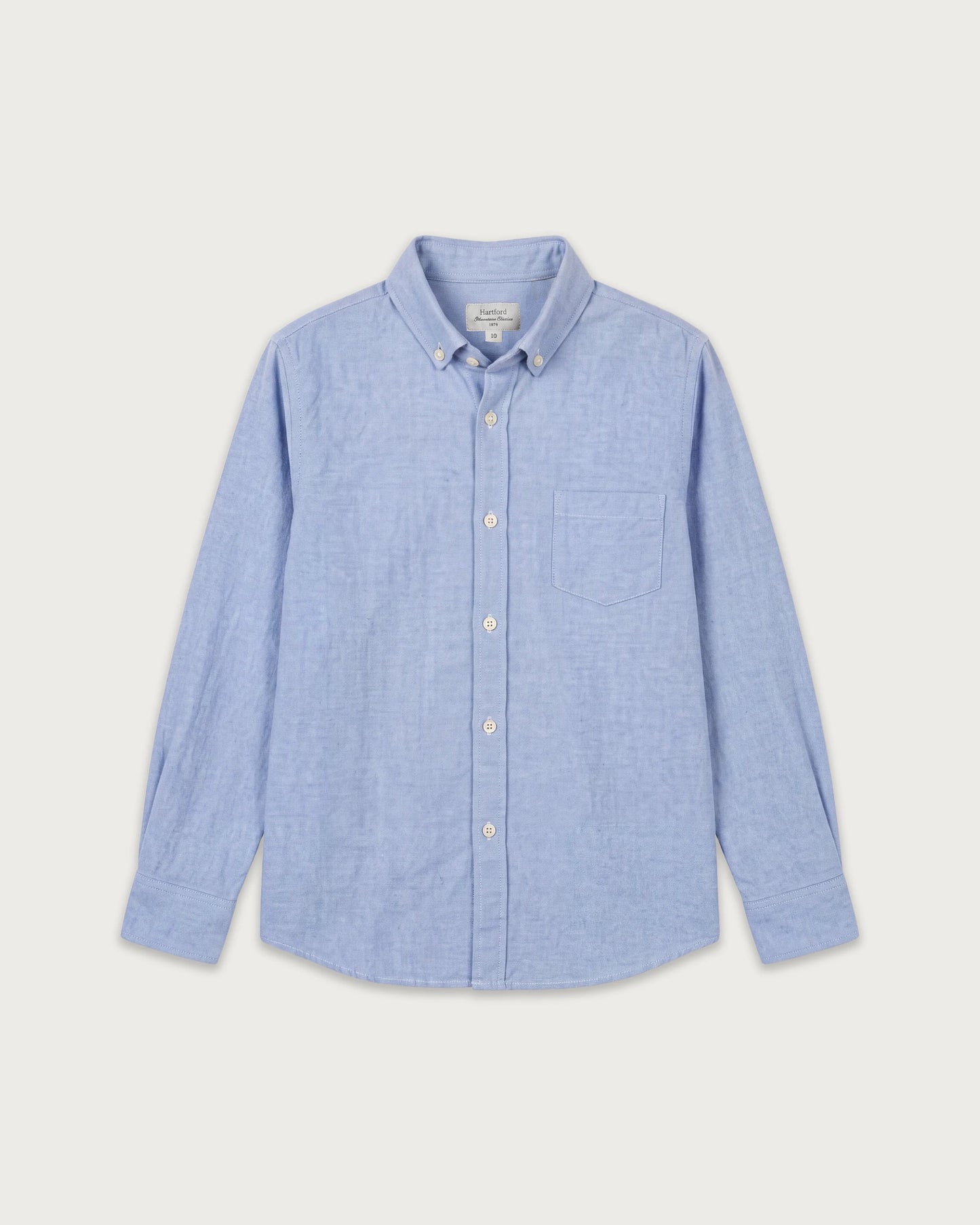 Chemise Garçon en Oxford Brossé à Rayures Bleu Ciel Pitt