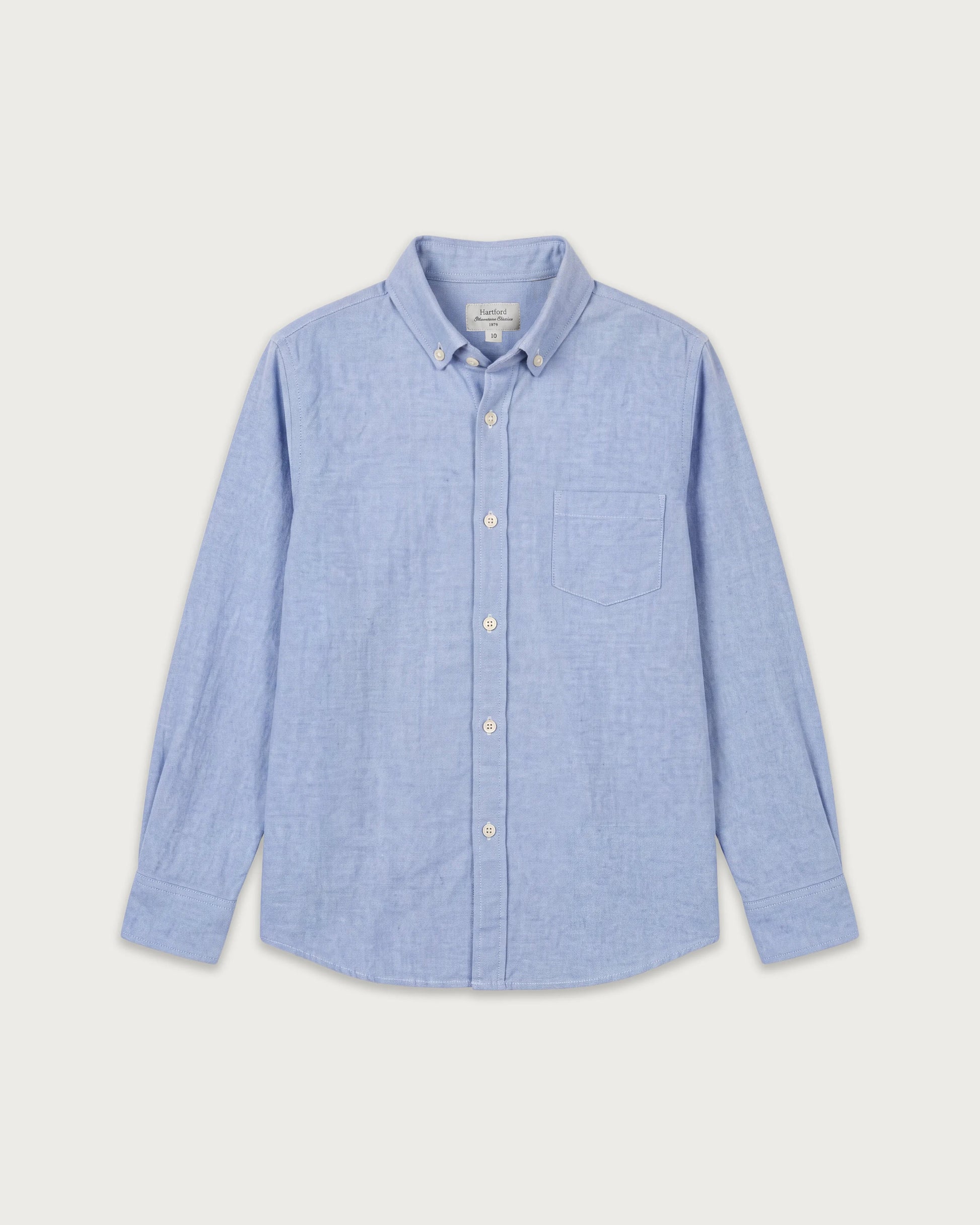Chemise Garçon en Oxford Brossé à Rayures Bleu Ciel Pitt