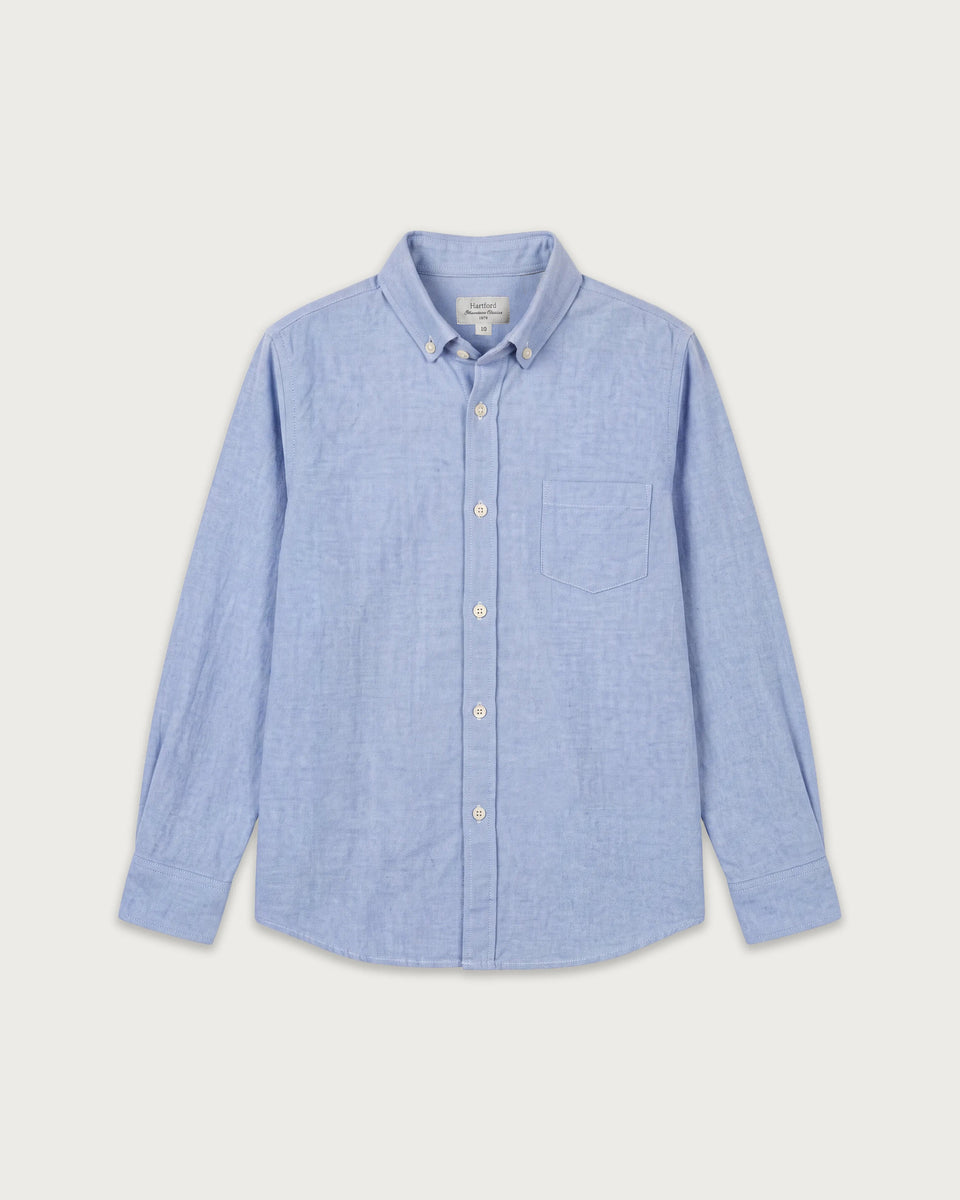 Chemise Garçon en Oxford Brossé à Rayures Bleu Ciel Pitt - Image principale