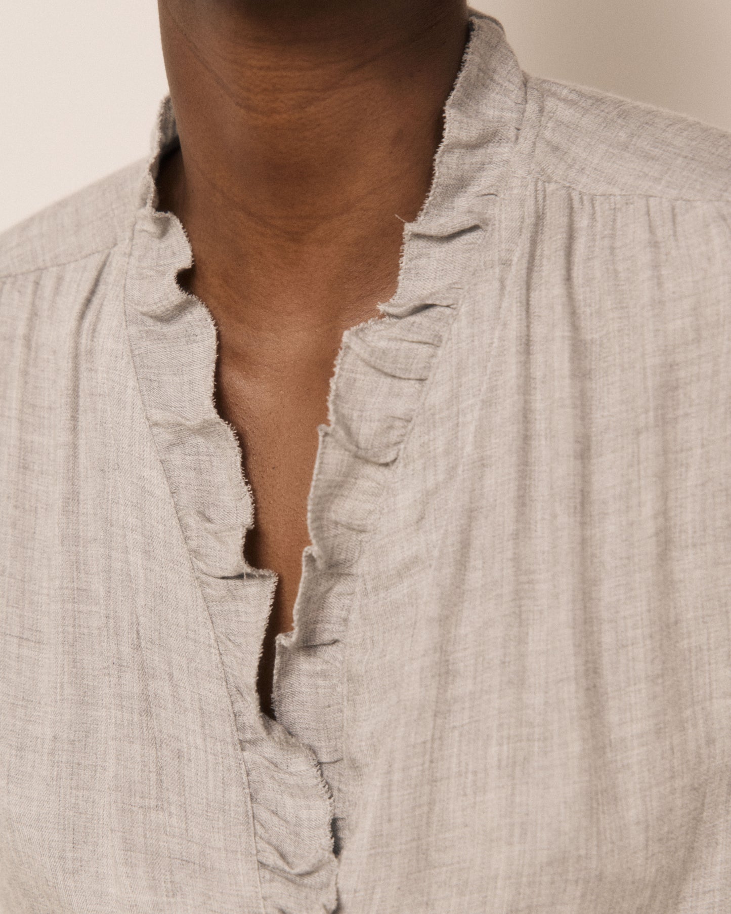 Chemise Femme en Viscose & Laine Gris Carmela
