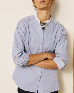 Chemise Femme en Coton à Rayures Bleu Challenge