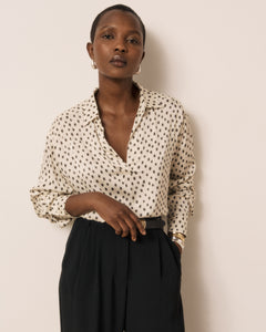 Blouse Femme en Viscose à Pois Blanc & Noir Chorus