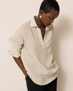 Blouse Femme en Viscose à Rayures Blanc & Noir Chorus