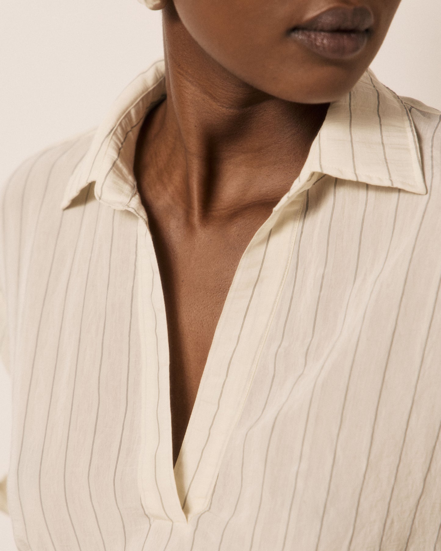 Blouse Femme en Viscose à Rayures Blanc & Noir Chorus