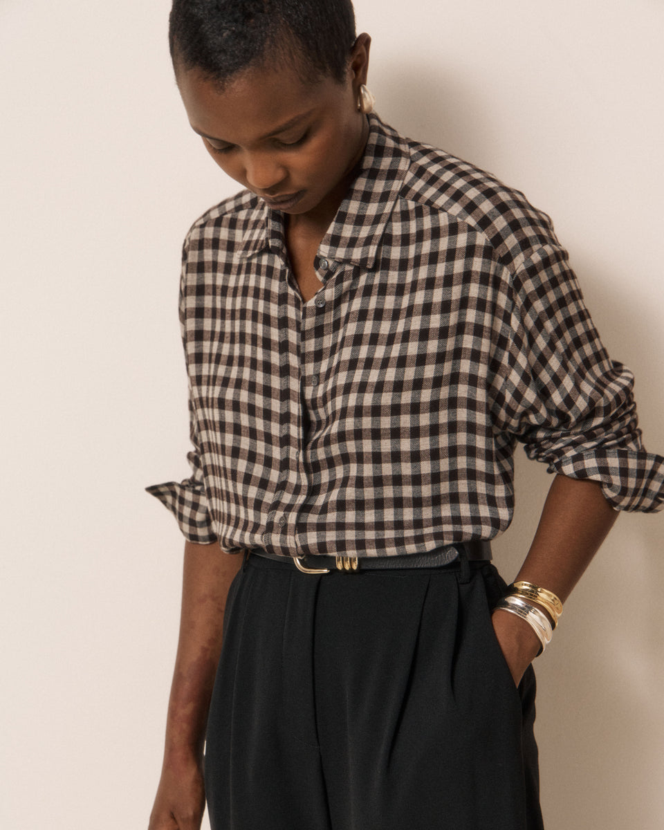Chemise Femme en Viscose à Carreaux Gris Cinema - Image 2