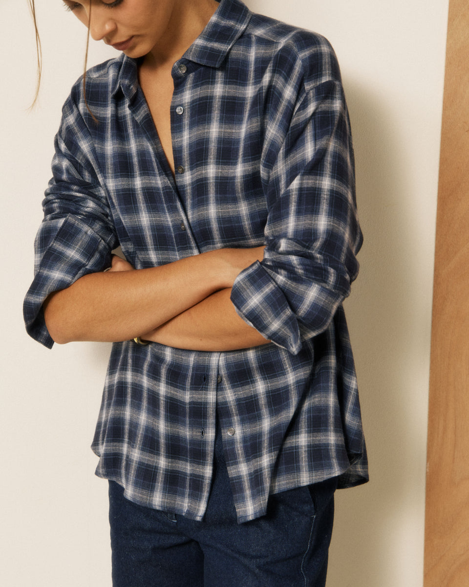 Chemise Femme en Viscose à Carreaux Bleu Cinema - Image 2