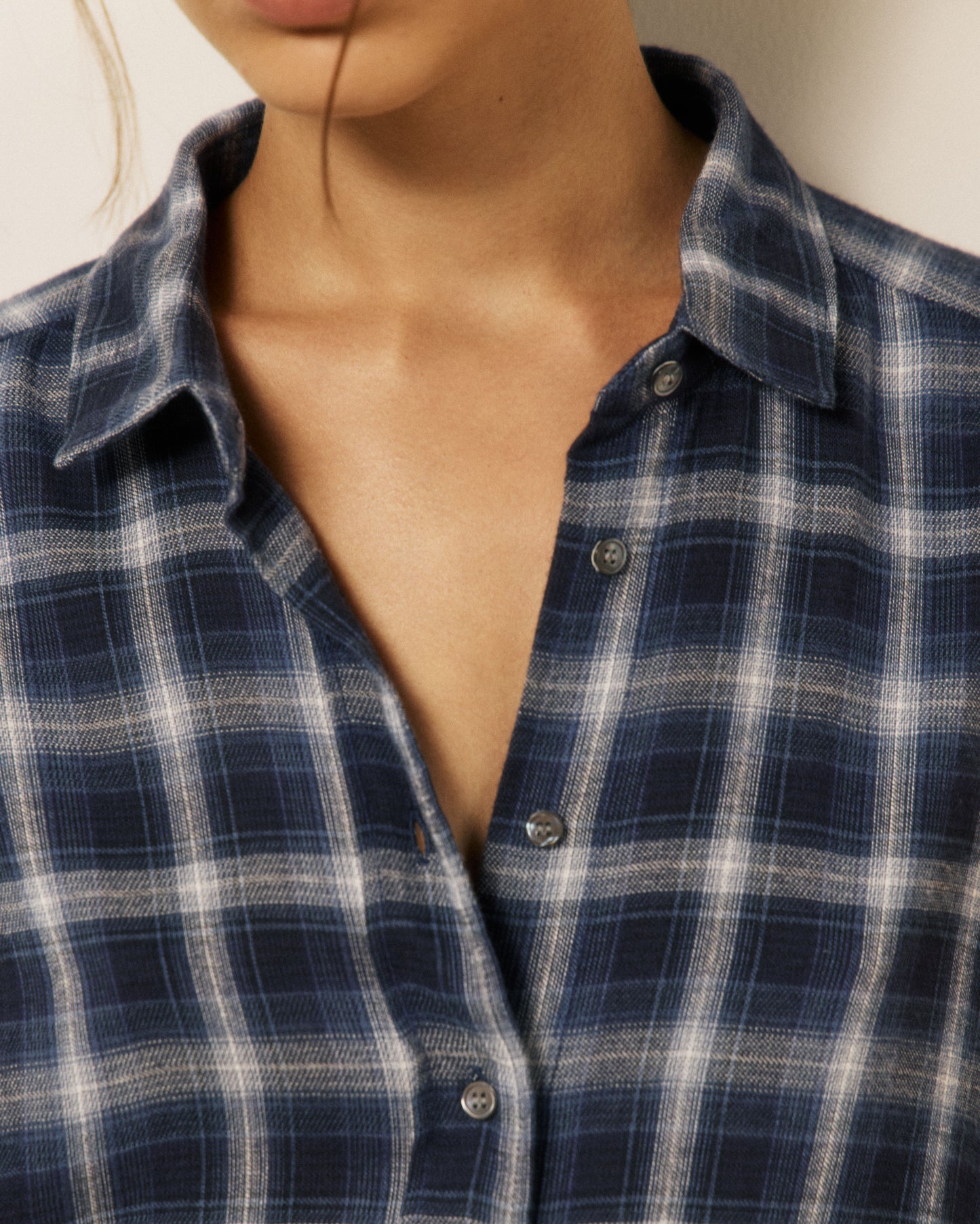 Chemise Femme en Viscose à Carreaux Bleu Cinema