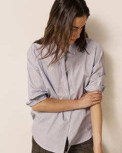 Chemise Femme en Coton à Rayures Bleu Cinema
