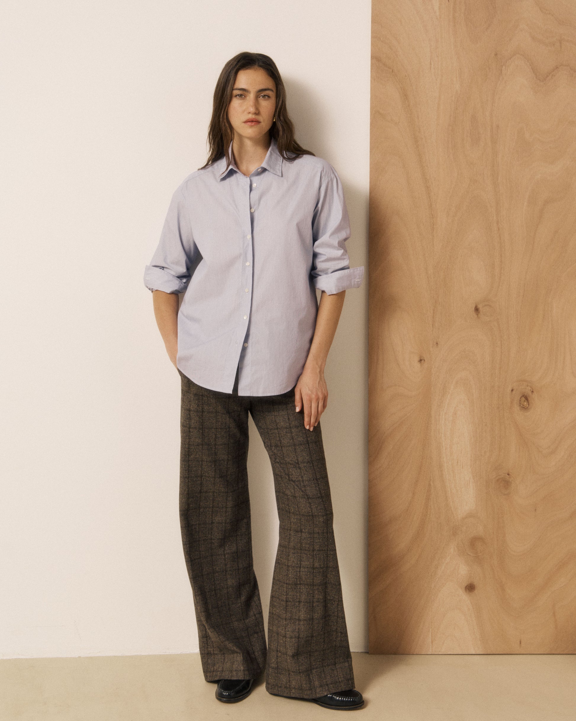 Chemise Femme en Coton à Rayures Bleu Cinema
