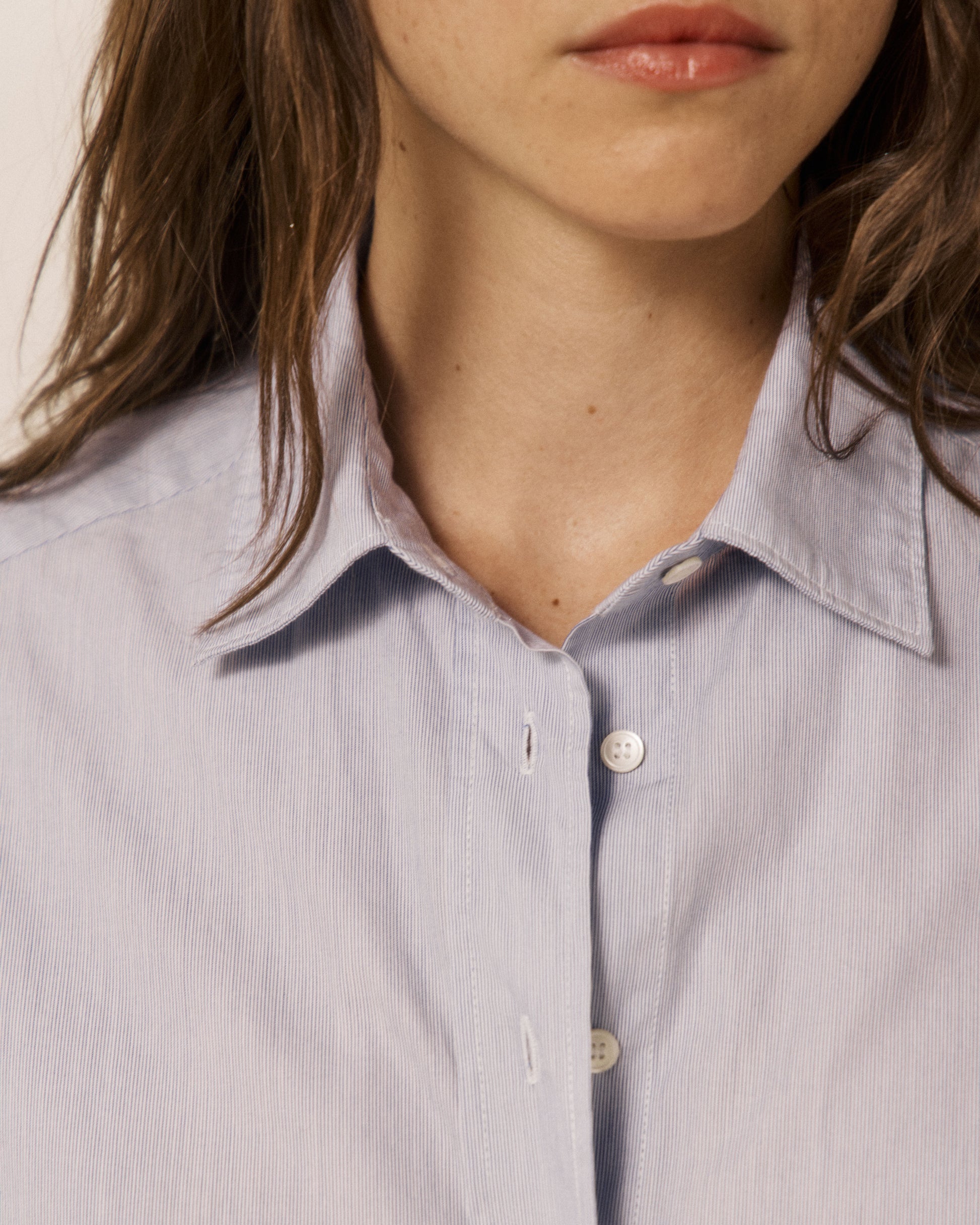 Chemise Femme en Coton à Rayures Bleu Cinema