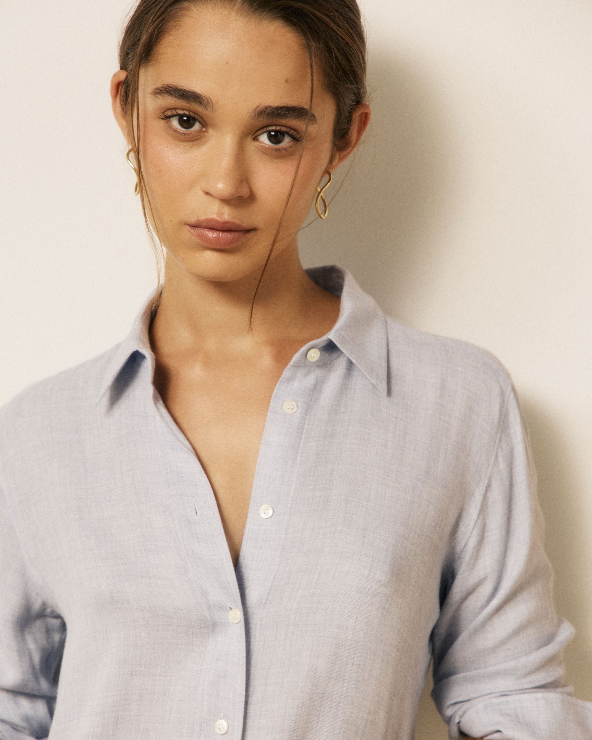 Chemise Femme en Viscose & Laine Bleu Coraz
