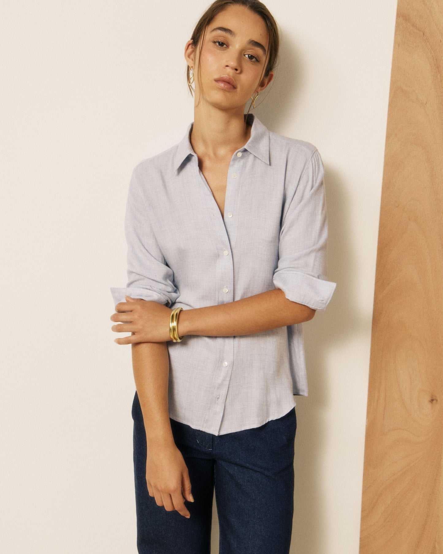 Chemise Femme en Viscose & Laine Bleu Coraz