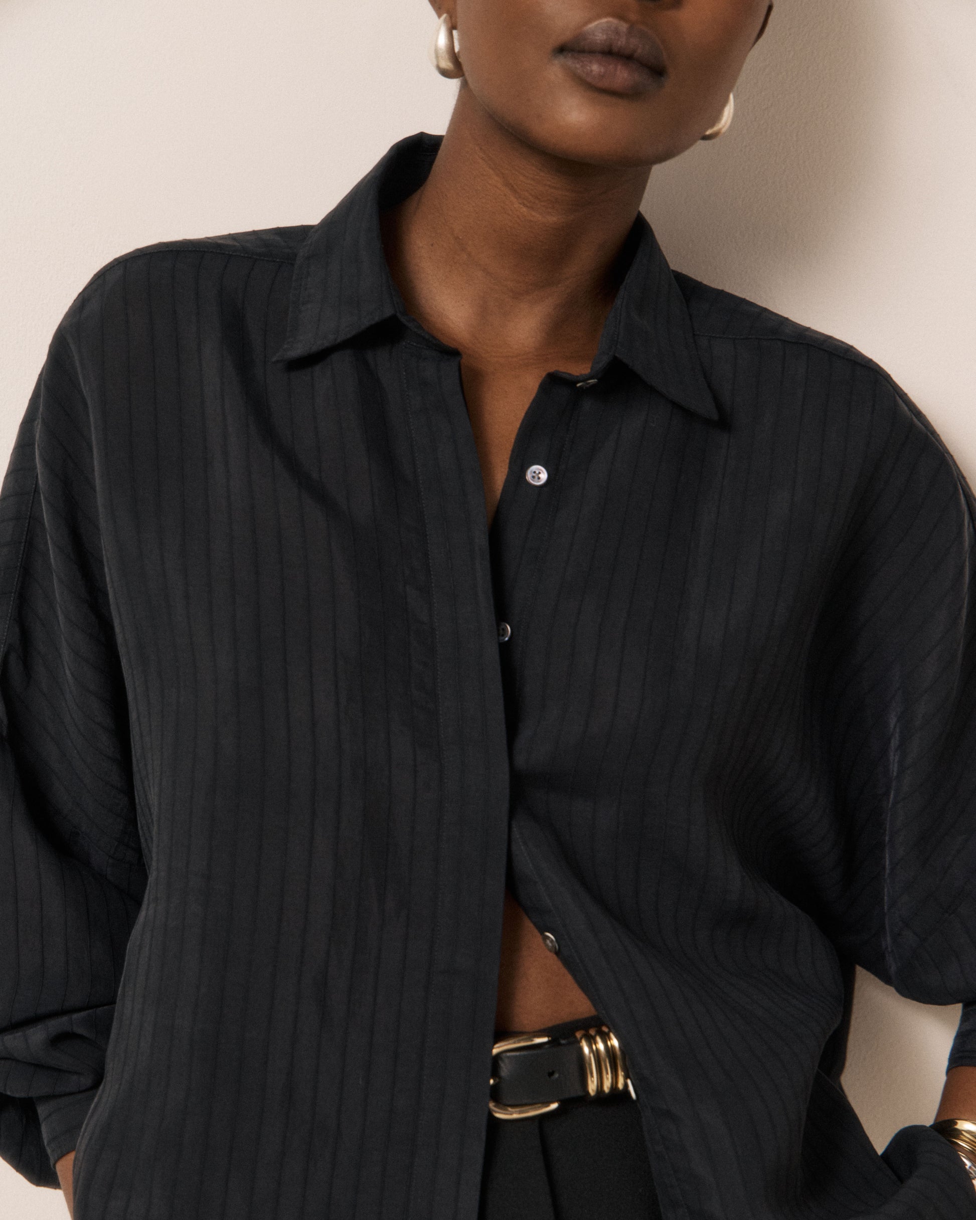 Chemise Femme en Lyocell & Viscose Noir Cosma