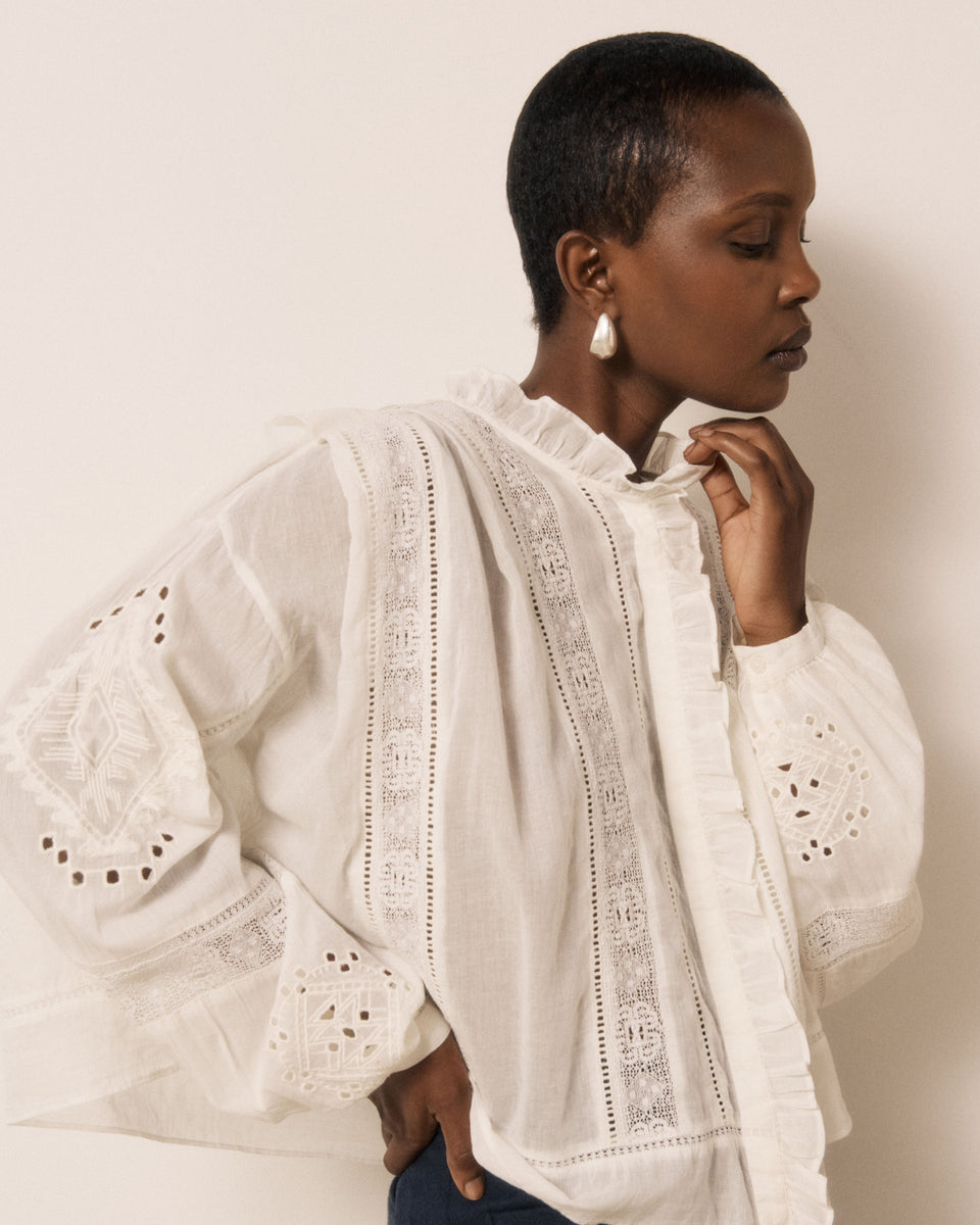Chemise Femme en Voile de Coton & Broderies Ecru Calie - Image 3
