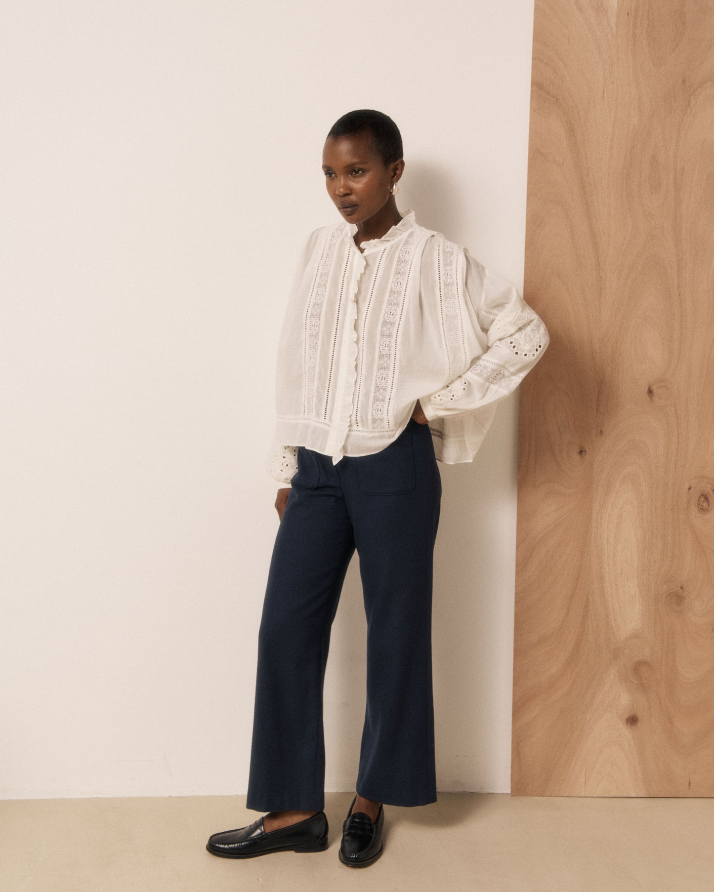 Chemise Femme en Voile de Coton & Broderies Ecru Calie