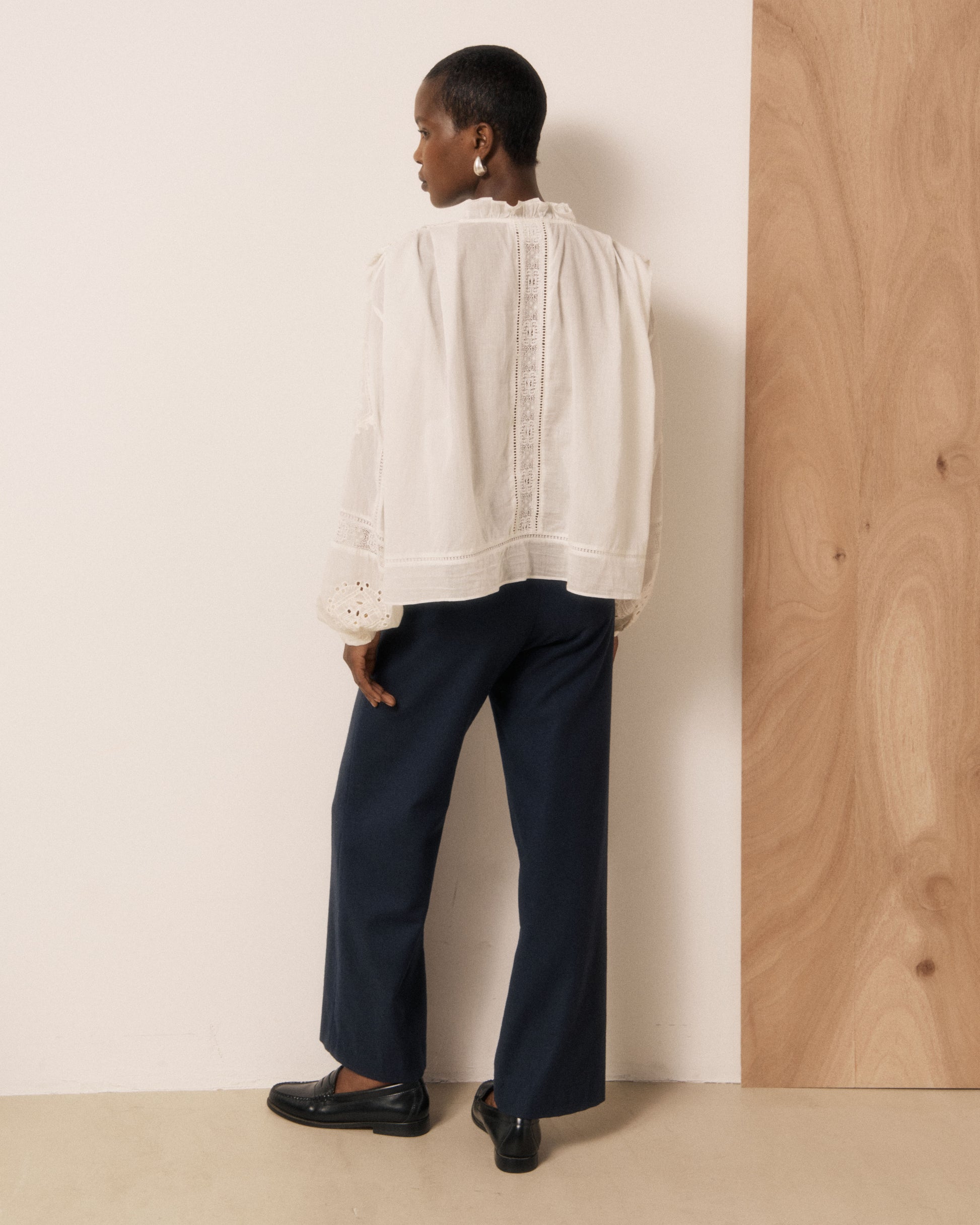 Chemise Femme en Voile de Coton & Broderies Ecru Calie